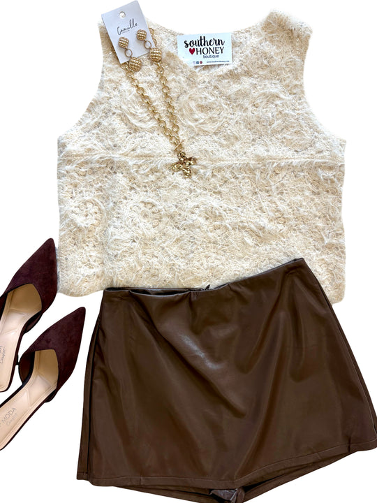 The Faux Leather Mini Skort