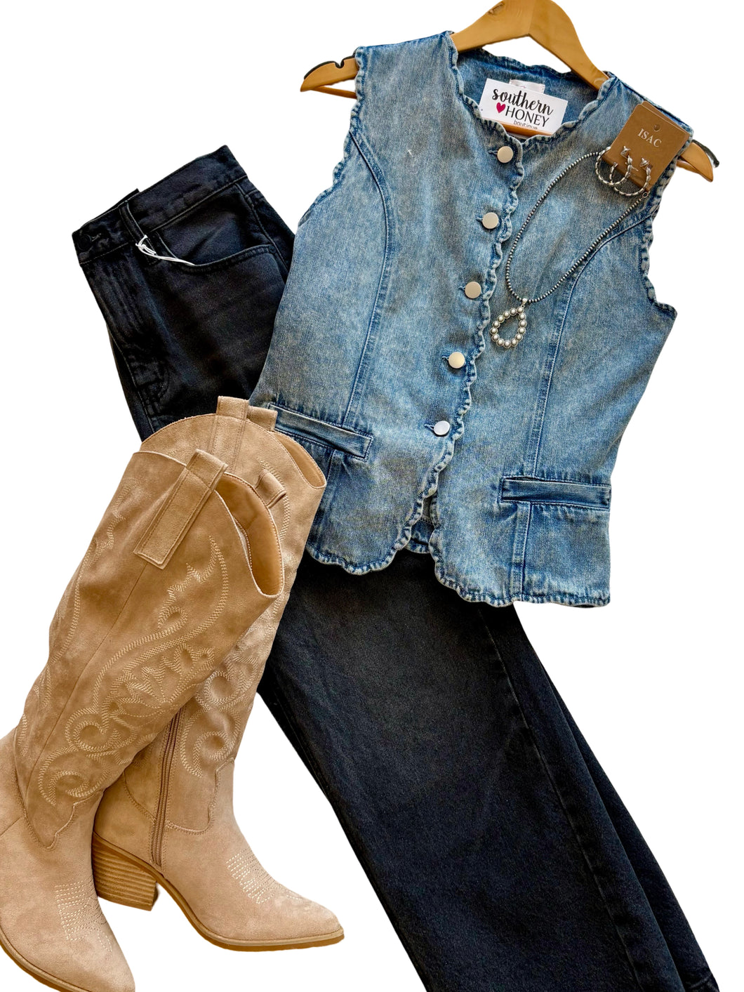 The Scalloped Denim Vest