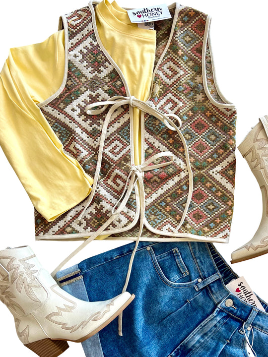 The Woven Front Tie Vest