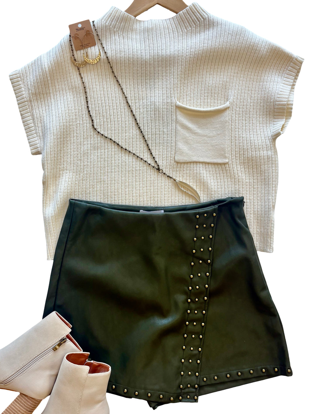 The Studded Leather Skort